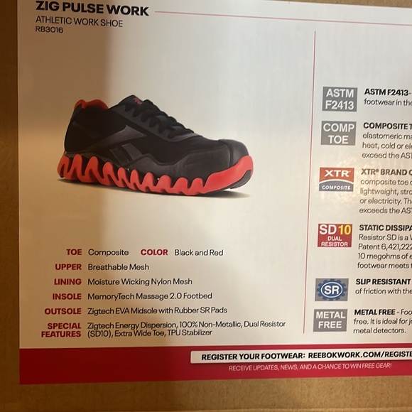Reebok Zig Pulse Athletic Work Shoe Sz 8.5 - Picture 2 of 8